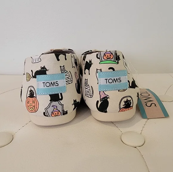 Toms Classic Halloween Black Cat Belmont Womens Slip On Flats Shoes Size 8 NWT - Picture 3 of 12
